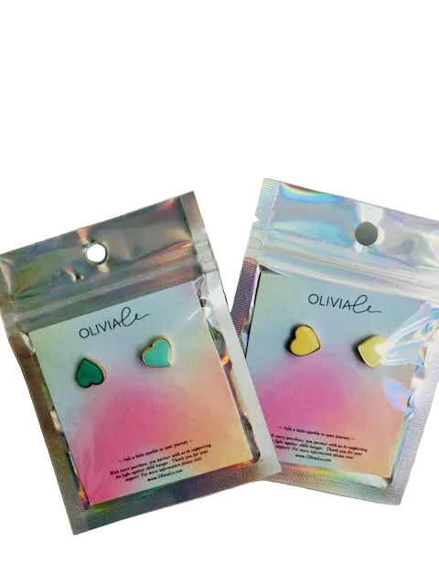 Enamel Heart Stud Earrings