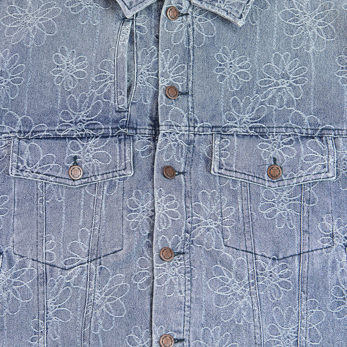 Flower Jacquard Jacket (Light Indigo)