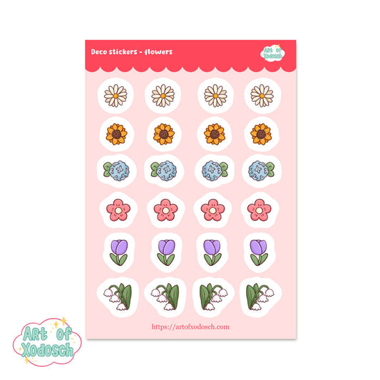 flowers kawaii deco sticker sheet