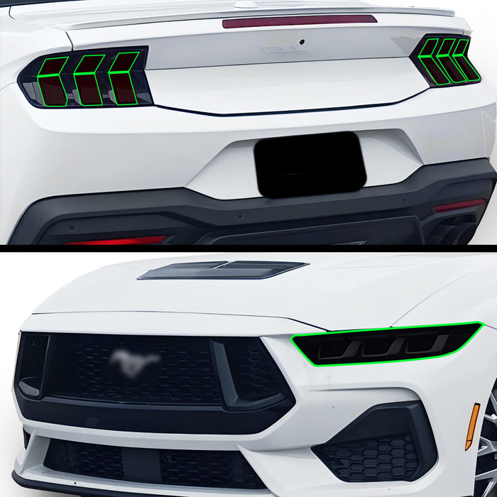 Full Headlight Taillight Precut Smoked PPF Tint Kit Film Overlay Fits Ford Mustang 2024 - 2025 - Bogar Tech Designs