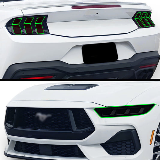 Full Headlight Taillight Precut Smoked PPF Tint Kit Film Overlay Fits Ford Mustang 2024 - 2025 - Bogar Tech Designs