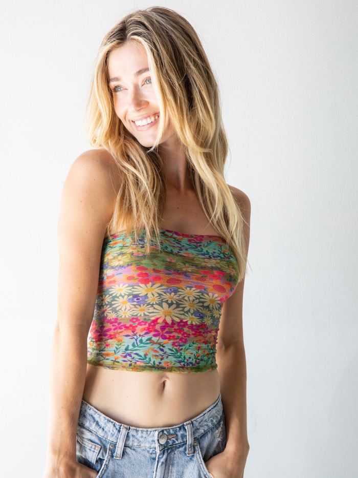 Full Printed Boho Bandeau Headband - Wildflower Border-view 1