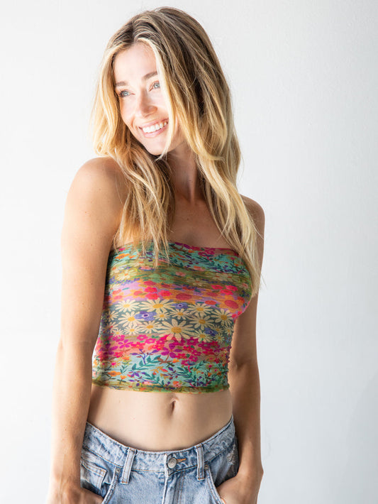 Full Printed Boho Bandeau Headband - Wildflower Border-view 1