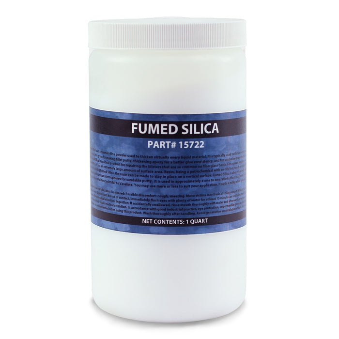 Quart bottle of fumed silica that can be used with other fillers such as glass bubbles or milled fibers when mixed with resin.