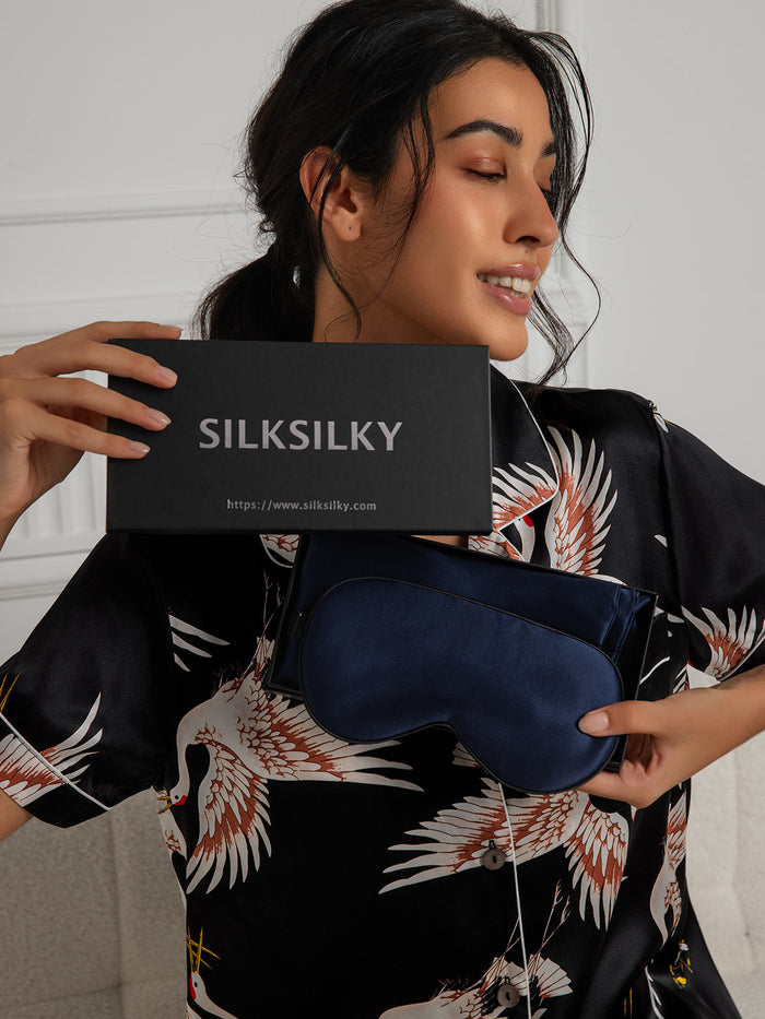 [Dark Blue] SilkSilky 19Momme Pure Silk Pillowcase Set 002