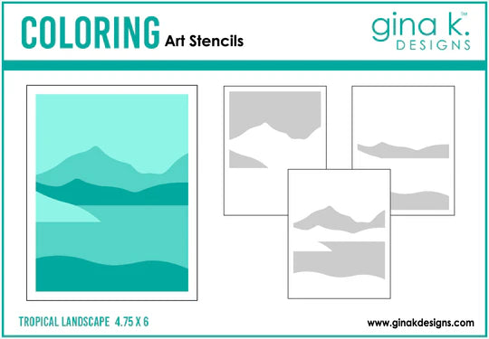 Gina K Designs - Layering Stencil - Tropical Landscape. Available at Embellish Away located in Bowmanville Ontario Canada.