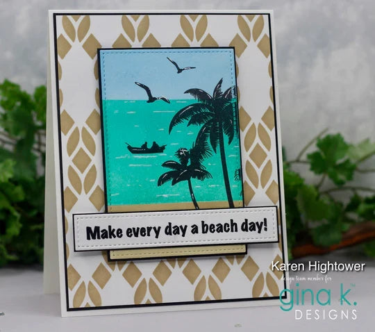 Gina K. Designs - Stamp - Tropical Silhouettes. By Gina K Designs. Measures 6"X8". Available at Embellish Away located in Bowmanville Ontario Canada. Example by Karen Hightower.