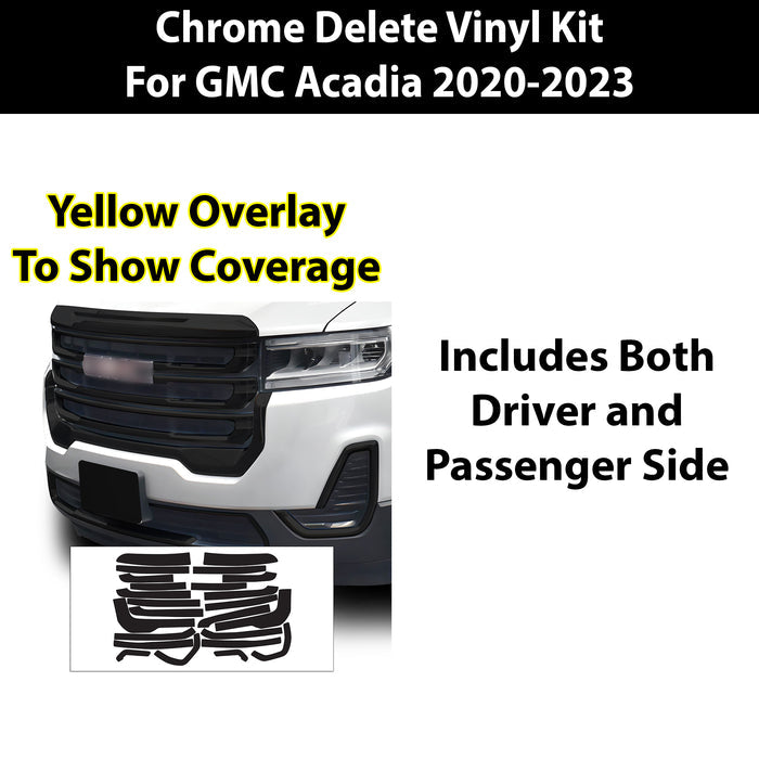 Vinyl Chrome Delete Grille Side Window Blackout Decal Stickers Overlay Film Fits GMC Acadia 2017 - 2023 - Bogar Tech Designs