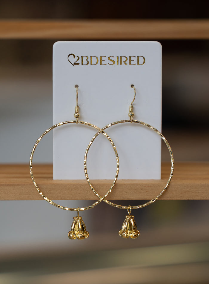Gold Crown Flower Earrings
