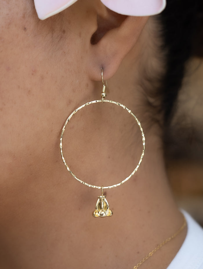 Gold Crown Flower Earrings