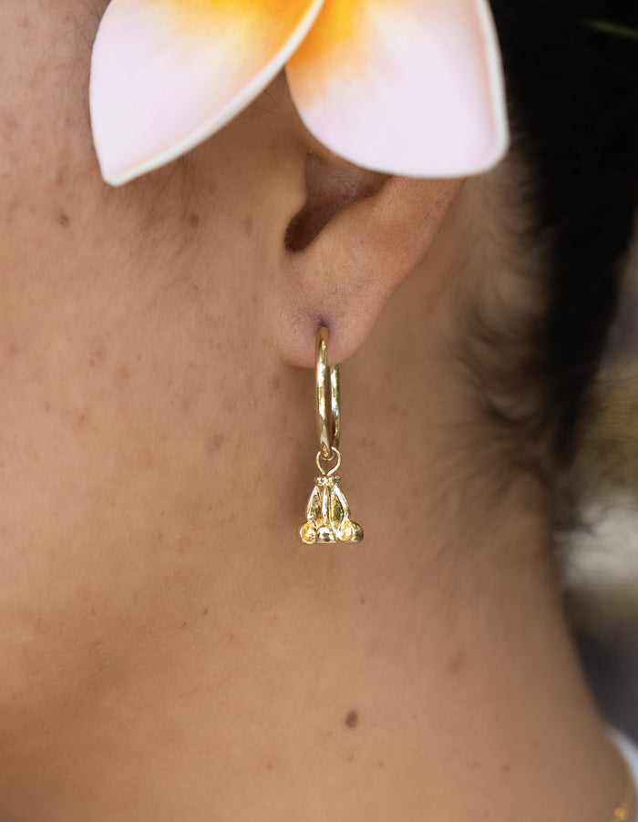 Gold Crown Flower Earrings
