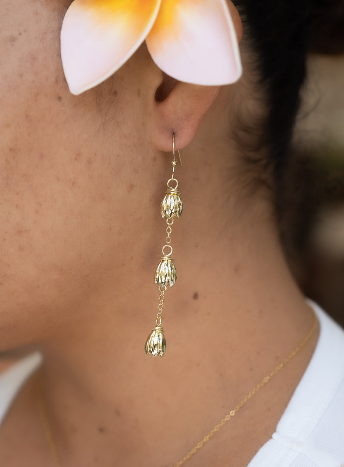 Gold Pikake Earrings