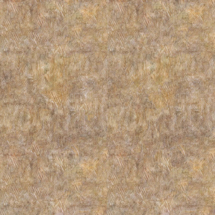 Tan and brown rug with a textured, brushstroke-style abstract pattern.