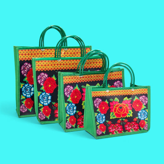 Green Floral Shopping Bag