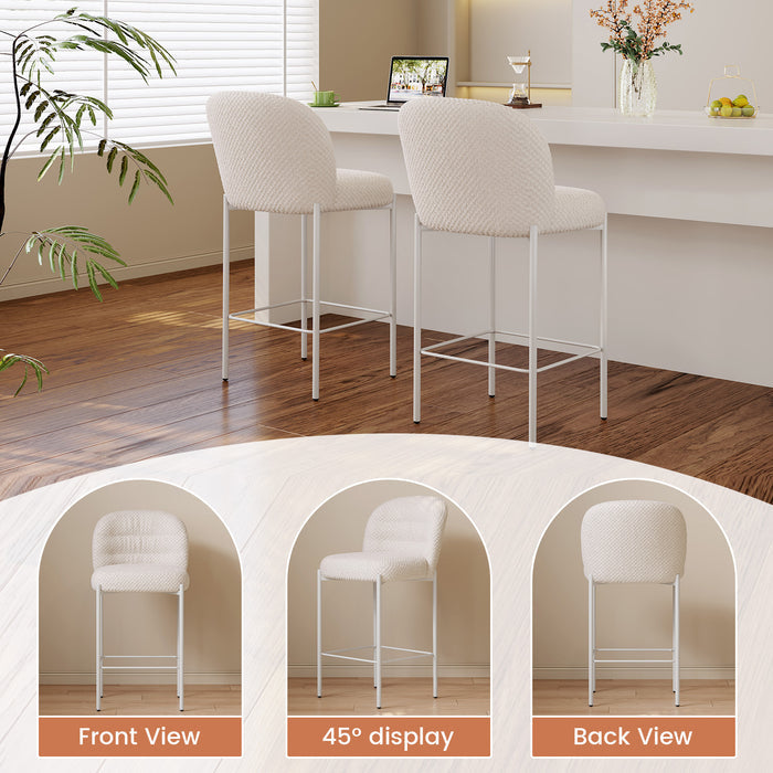 Guyii 2-Set Counter Height Bar Stools Set of 2, Upholstered Barstools with Backs and Metal Legs