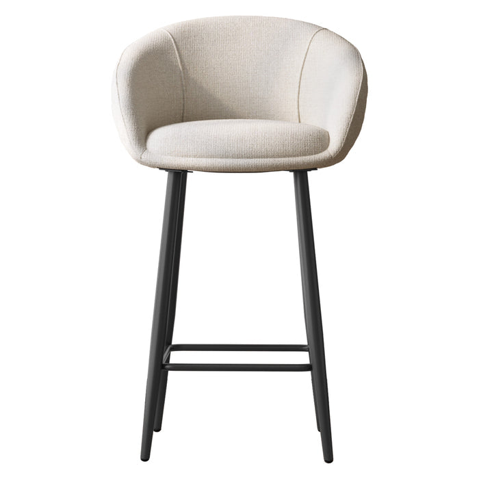 Guyii Set of 2 Modern Linen Counter Stools with Backs, 35.43" H Linen Fabric Bar Chairs with Footrest