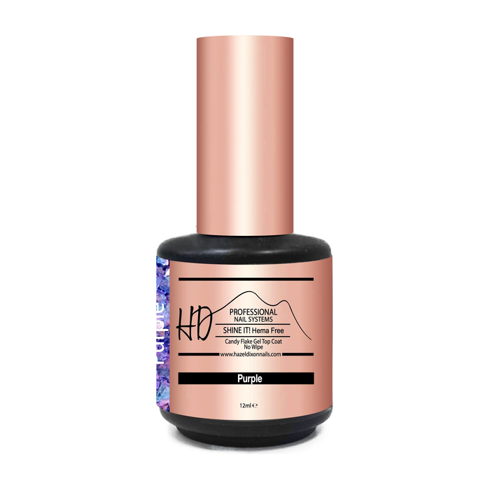 HD Shine It ! HEMA FREE - No Wipe Candy Flake Top Coat - Purple