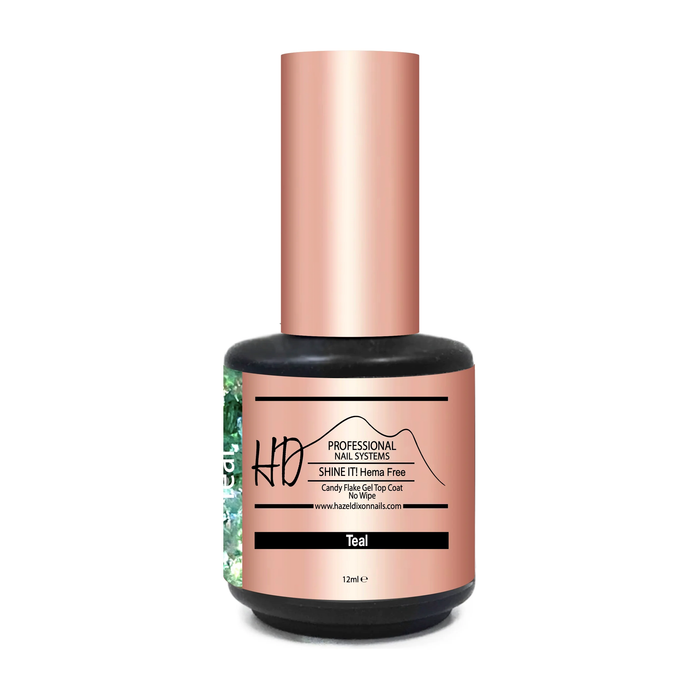 HD Shine It ! HEMA FREE - No Wipe Candy Flake Top Coat - Teal