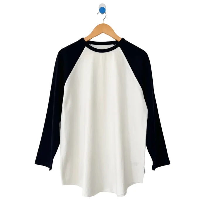 Heavy Cotton Raglan Tee in White/Black