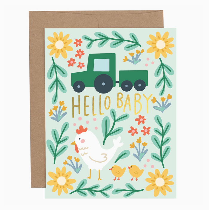 Hello Baby Chicken Baby Greeting Card
