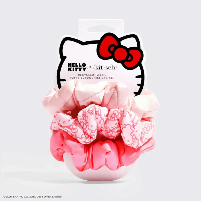 Hello Kitty Set of 3 Recycled Fabric Hair Scrunchies