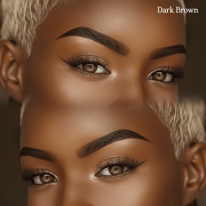 Dark brown hybrid brow stain on woman