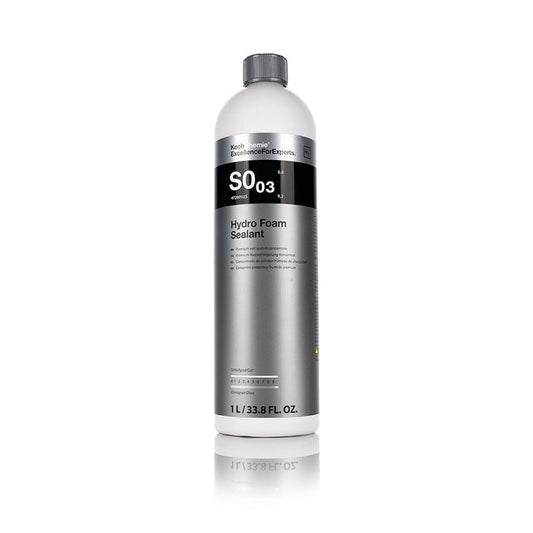 A bottle of Koch Chemie Hydro Foam Sealant on a white background.