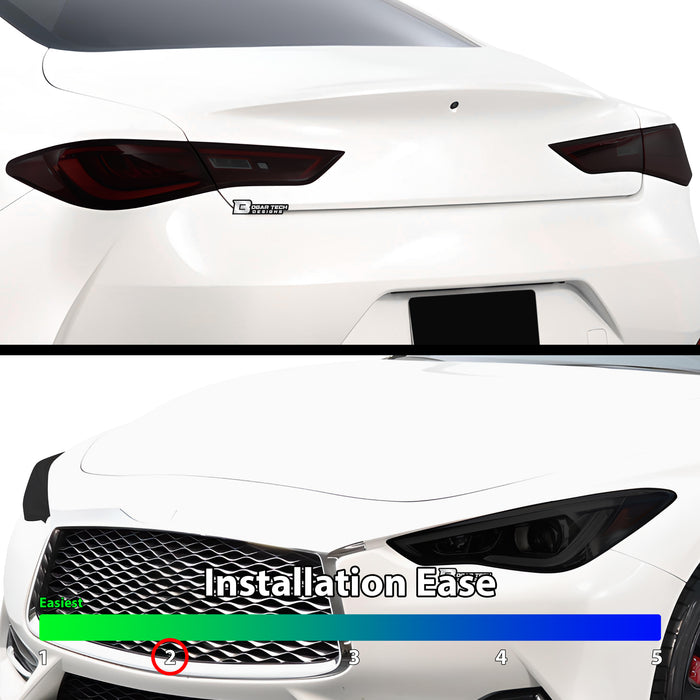 Full Headlight Taillight Precut Smoked PPF Tint Kit Film Overlay Fits Infiniti Q60 2017 - 2022 - Bogar Tech Designs