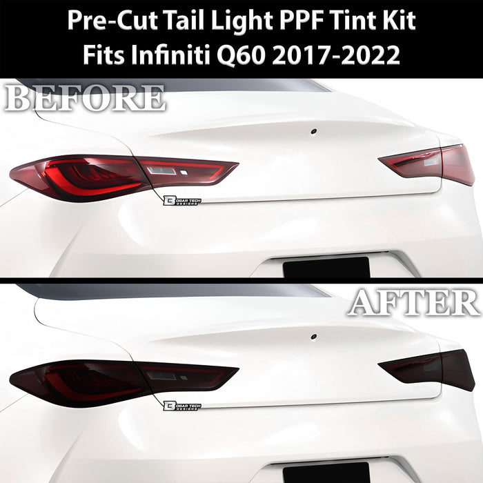 Full Headlight Taillight Precut Smoked PPF Tint Kit Film Overlay Fits Infiniti Q60 2017 - 2022 - Bogar Tech Designs