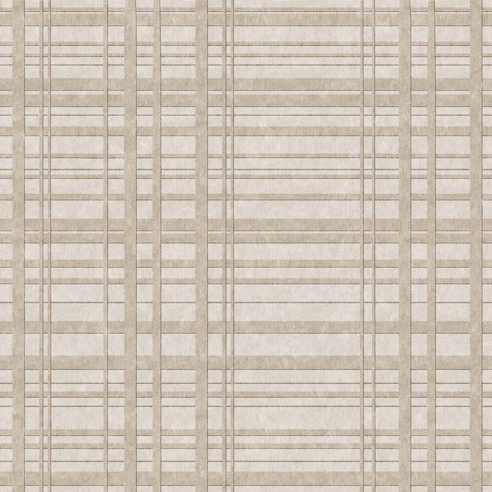 Beige and cream rug with a grid pattern of intersecting horizontal and vertical lines.
