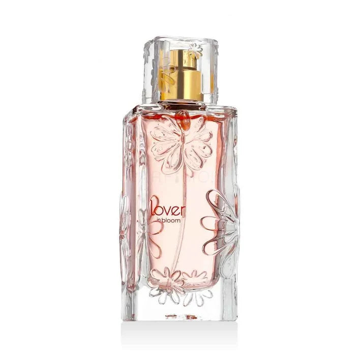 JEANNE ARTHES Lover in Bloom Eau de Parfum 50ml, featuring a floral scent, in an elegant, floral-engraved bottle.