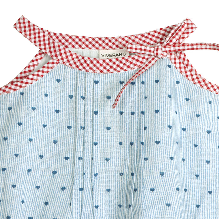 Kiera Ditsy Hearts Baby Romper Detail (Organic)