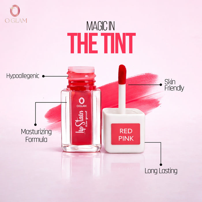 Kiss Proof Lip Stain (Liptint) by O Glam - RED PINK