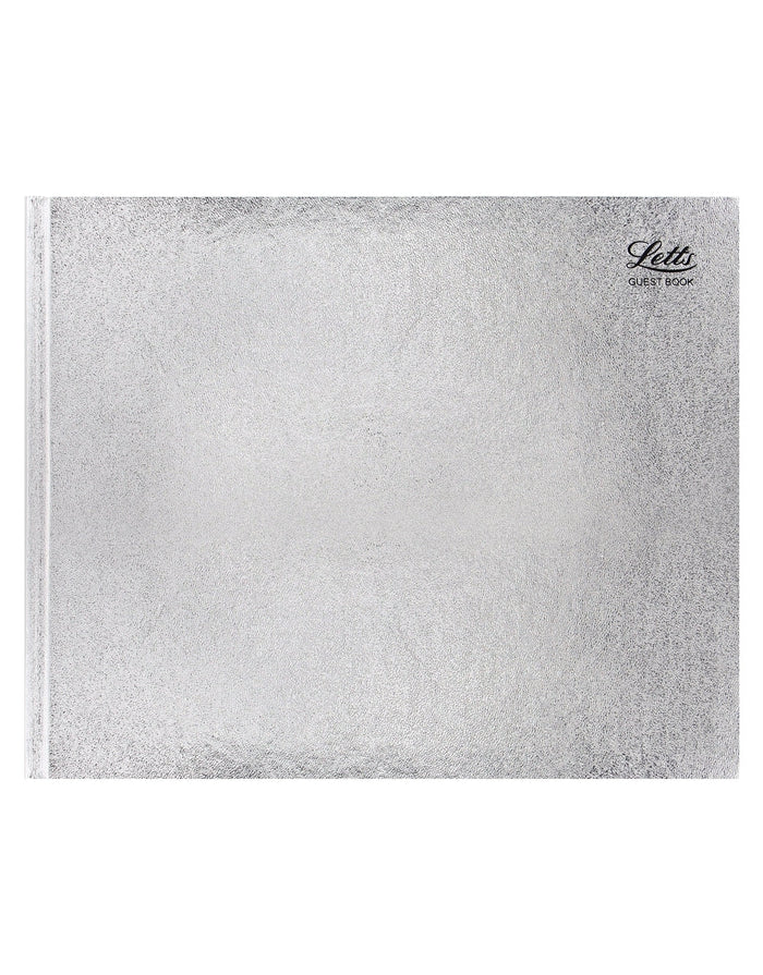 Ladydate Quarto Landscape Ruled Guest Book Silver#color_silver
