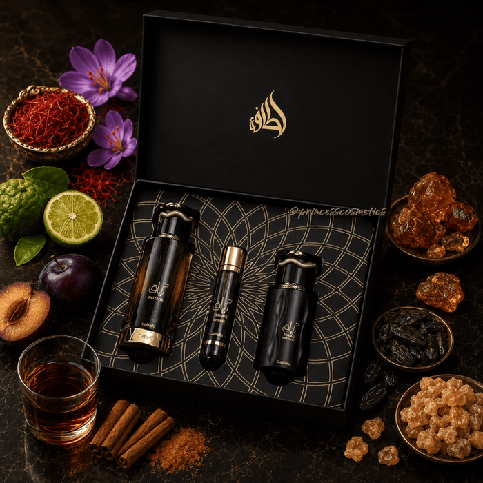 Lattafa Teriaq Intense Gift Set مجموعة هدايا لطافة ترياق المكثفة - Princess Cosmetics Qatar