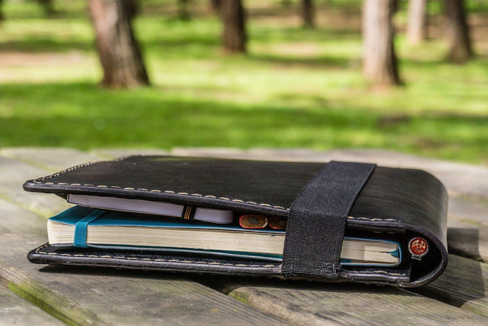 Leather Leuchtturm1917 B5 Notebook & iPad Air/Pro Cover - Black