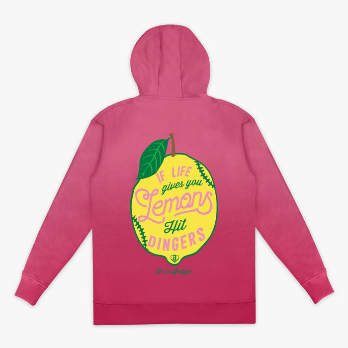 Pink Lemon Dingers hoodie — back view