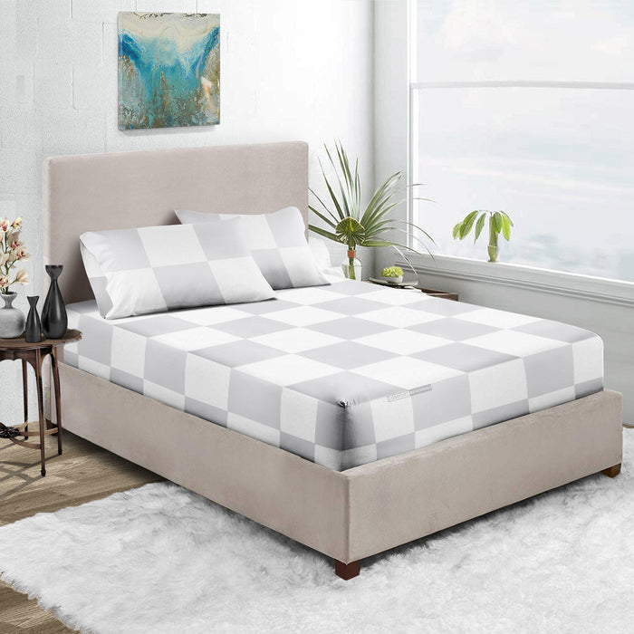 Light Grey - White Chex Fitted Sheets