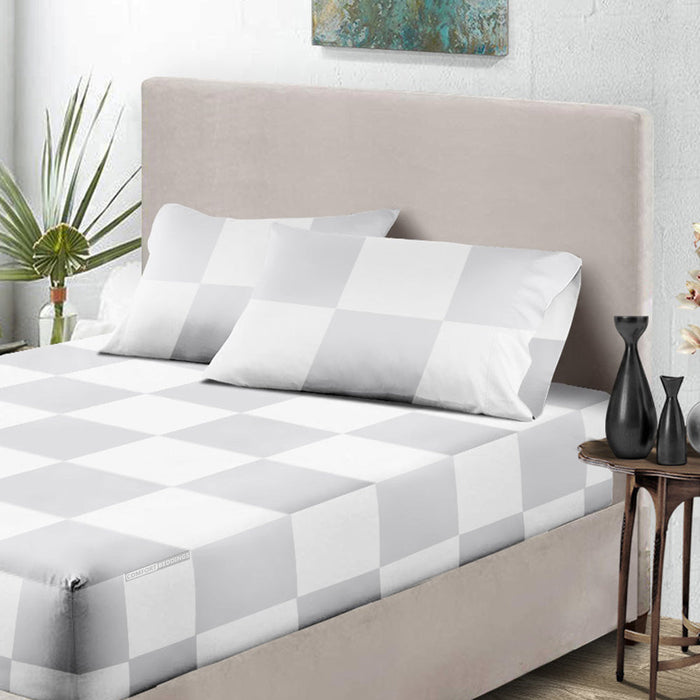 Light Grey - White Chex Fitted Sheets