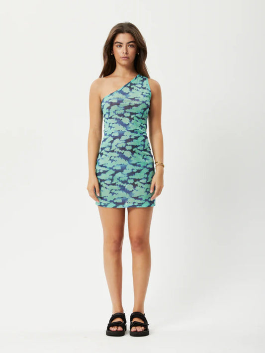 Liquid - Recycled Sheer One Shoulder Dress | Jade Floral-Image 1