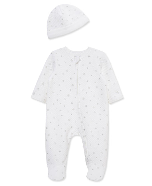 Little Me Grey Stars Quilted Footie