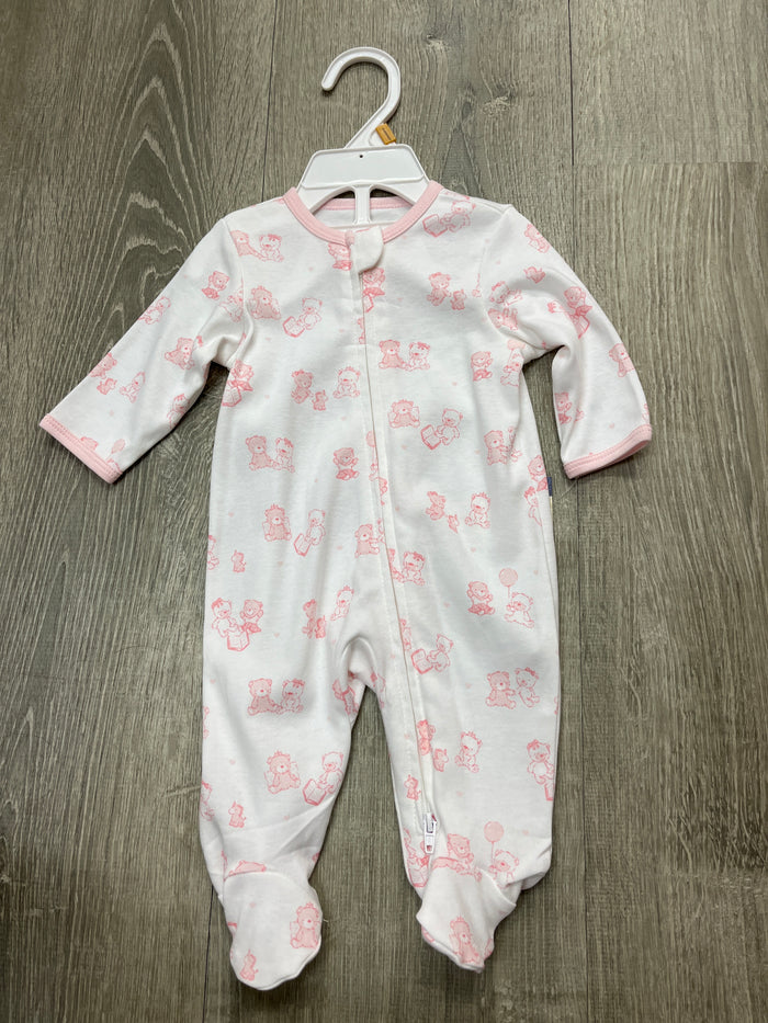 Little Me Pink Print Bear Footie