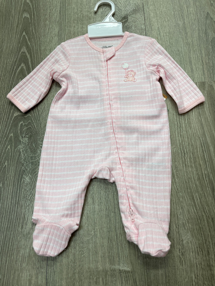 Little Me Pink Stripe Bear Footie