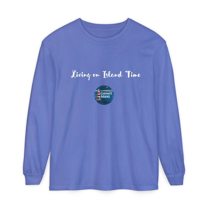 Living on Island Time Gansett Unisex Garment-dyed Long Sleeve T-Shirt