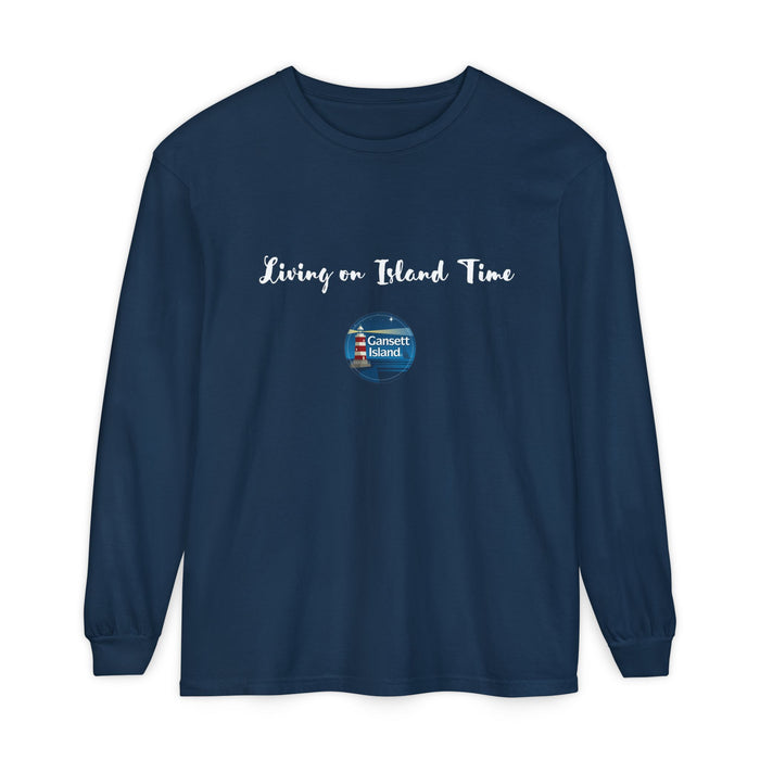 Living on Island Time Gansett Unisex Garment-dyed Long Sleeve T-Shirt