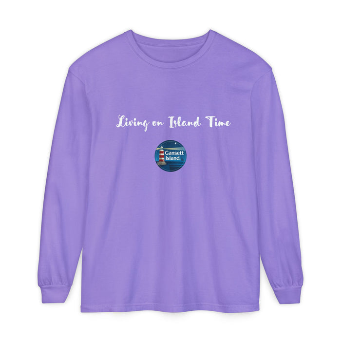 Living on Island Time Gansett Unisex Garment-dyed Long Sleeve T-Shirt