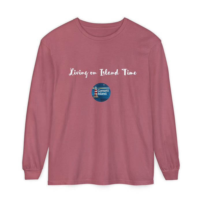Living on Island Time Gansett Unisex Garment-dyed Long Sleeve T-Shirt