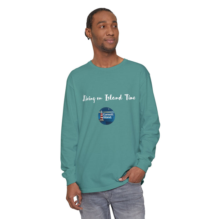 Living on Island Time Gansett Unisex Garment-dyed Long Sleeve T-Shirt