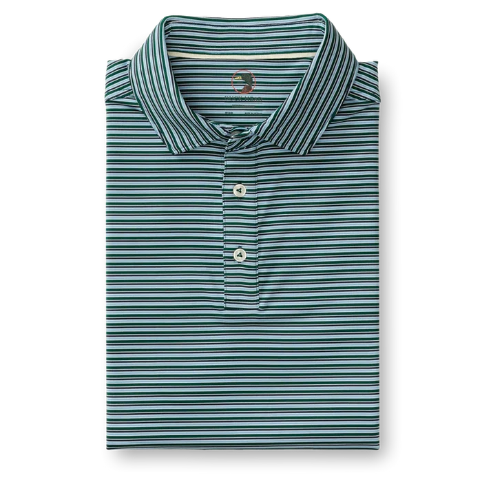 Long Drive Performance Polo Barker Stripe (Forest Green)