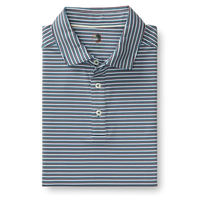 Long Drive Performance Polo Barker Stripe (Teal Blue)